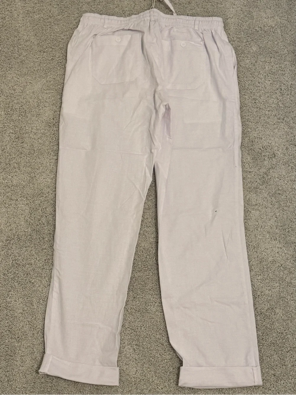 White  Casual linen Drawstring Pants